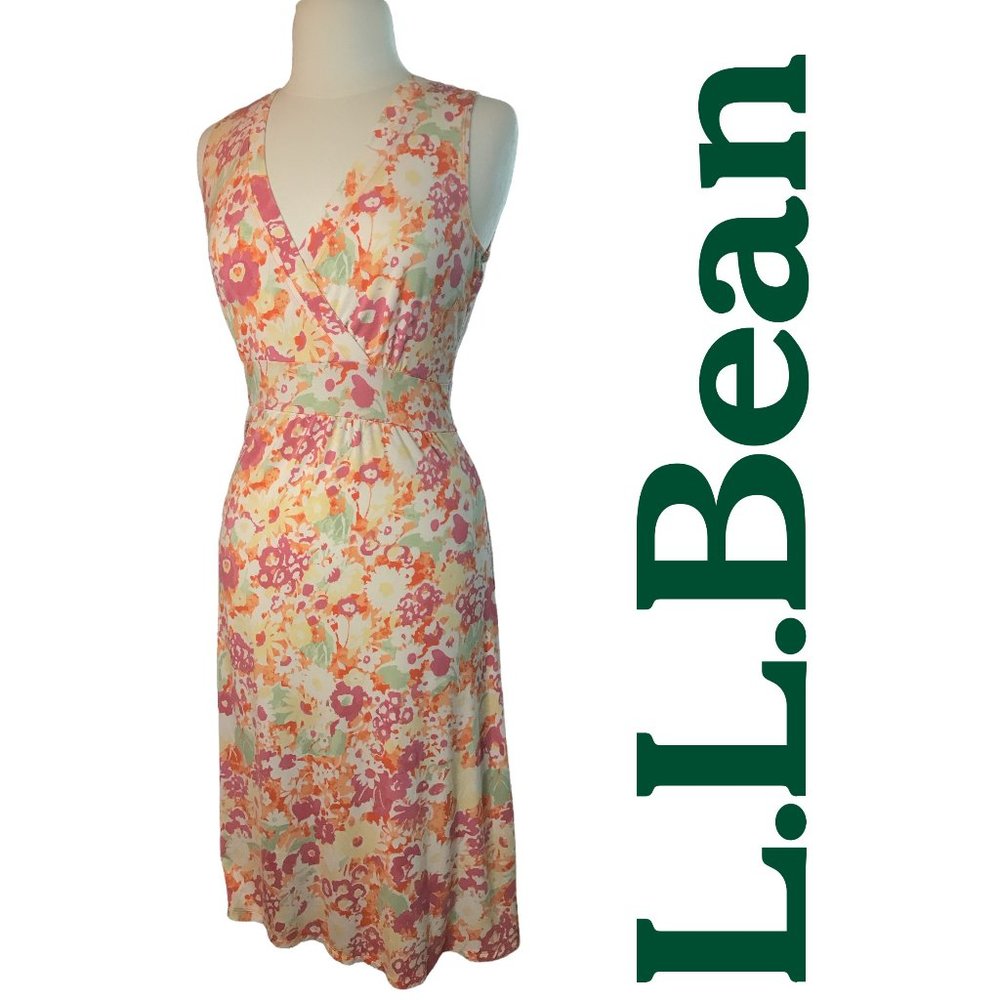L.L. Bean SWING Pink FLORAL Midi Dress! Size M!